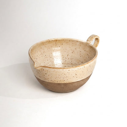 Bowl grande para bolo em cerâmica artesanal — argila Flocos, esmalte Pedra Sabão