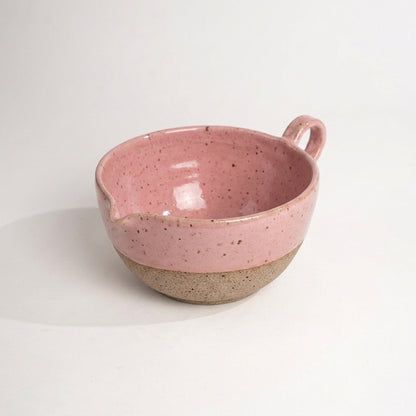 Bowl grande para bolo em cerâmica artesanal — argila Flocos, esmalte Rosa Barbie