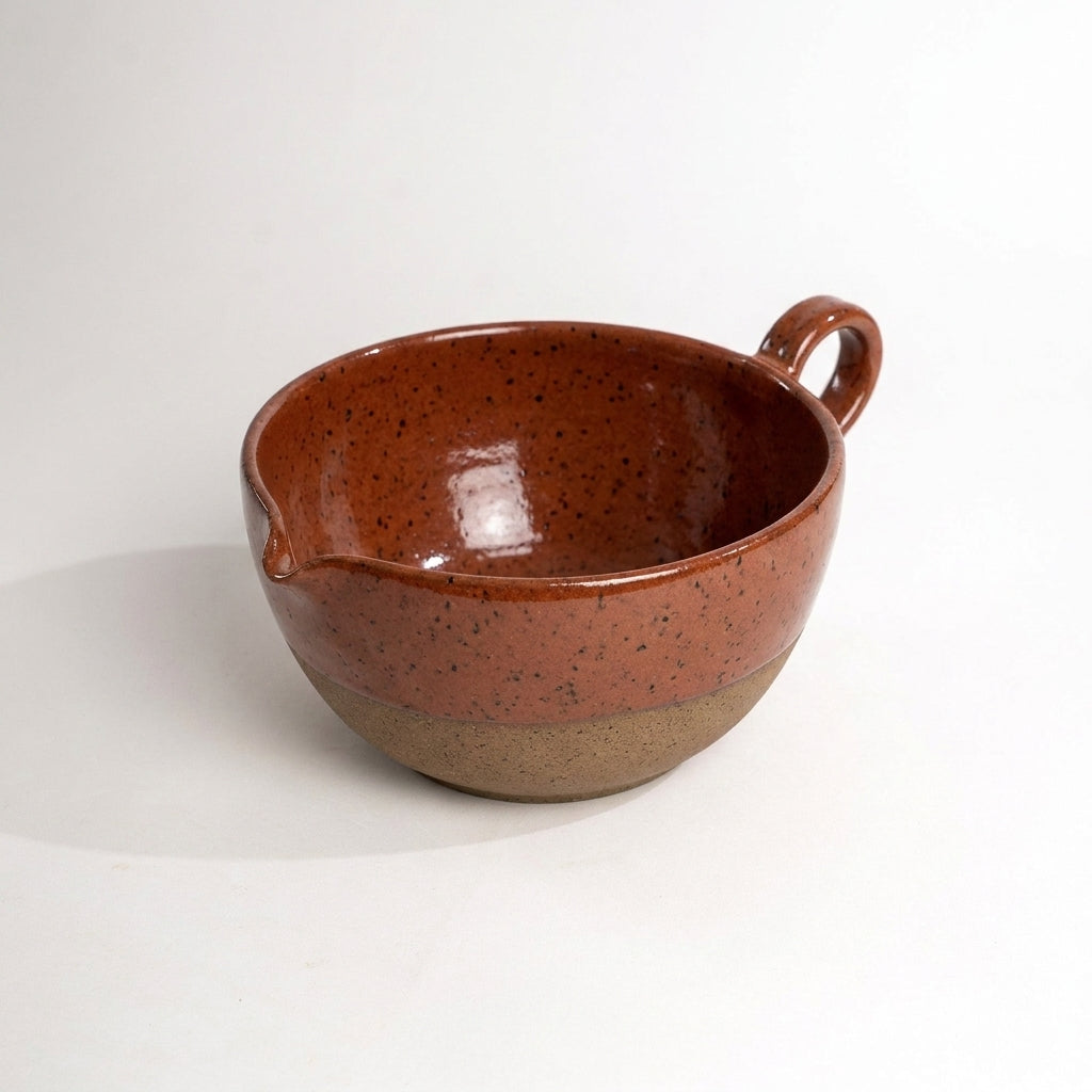 Bowl grande para bolo em cerâmica artesanal — argila Flocos, esmalte Sol de Terracota