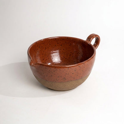 Bowl grande para bolo em cerâmica artesanal — argila Flocos, esmalte Sol de Terracota