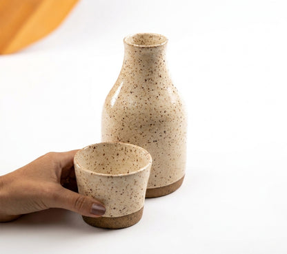 Moringa Slim com Copinho em cerâmica artesanal — argila Flocos, esmalte Pedra Sabão