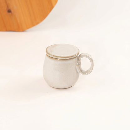 Caneca Cumbuca Chá em cerâmica artesanal — argila Cappuccino, esmalte Branco AMME