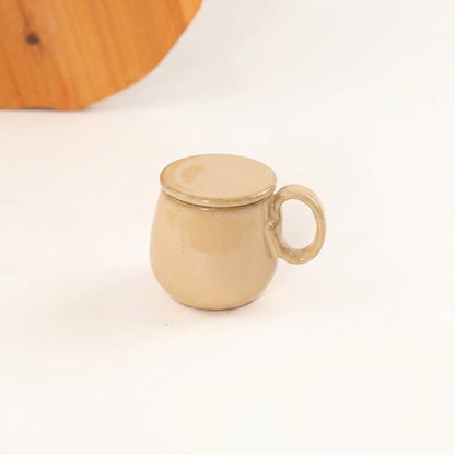 Caneca Cumbuca Chá em cerâmica artesanal — argila Cappuccino, esmalte Pedra Sabão