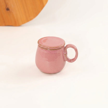 Caneca Cumbuca Chá em cerâmica artesanal — argila Cappuccino, esmalte Rosa Barbie