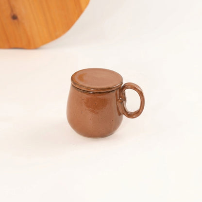 Caneca Cumbuca Chá em cerâmica artesanal — argila Cappuccino, esmalte Sol de Terracota