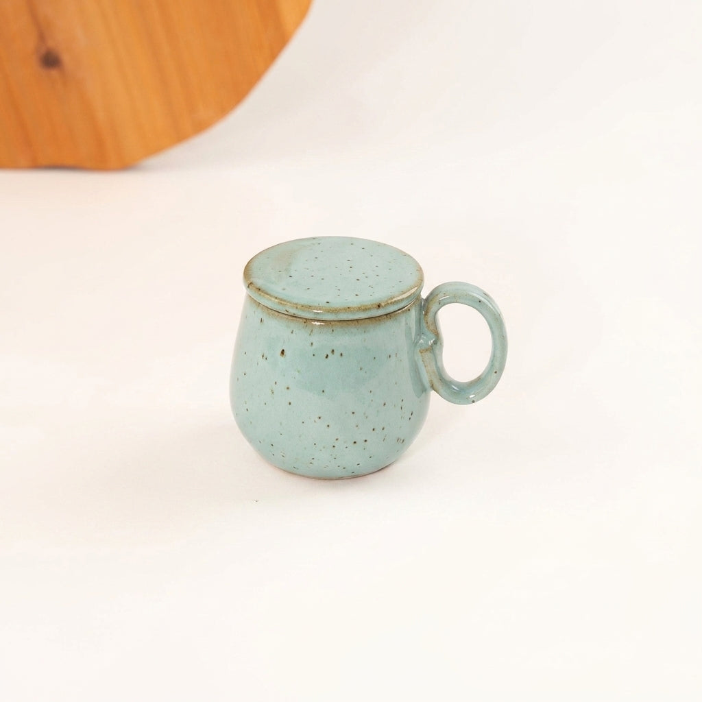 Caneca Cumbuca Chá em cerâmica artesanal — argila Flocos, esmalte Jujuba
