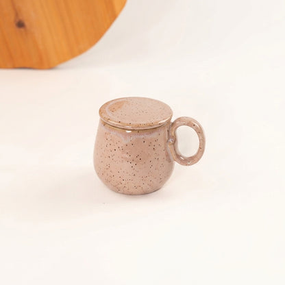 Caneca Cumbuca Chá em cerâmica artesanal — argila Flocos, esmalte Nude
