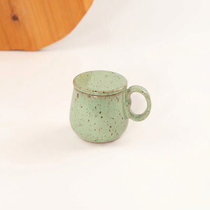 Caneca Cumbuca Chá em cerâmica artesanal — argila Flocos, esmalte Verde Menta