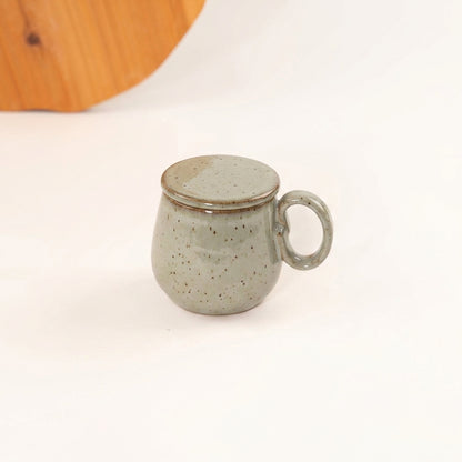 Caneca Cumbuca Chá em cerâmica artesanal — argila Flocos, esmalte Verde Pompeia